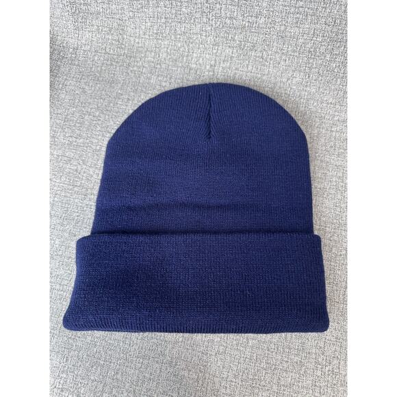 Navy Cuff Beanie with Embroidered Broken Heart - Unisex Winter Hat - Picture 2 of 4